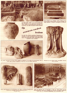 301235 Bladzijde uit 'Utrecht in Woord en Beeld' met afbeeldingen van de opgravingen op het Domplein te Utrecht.